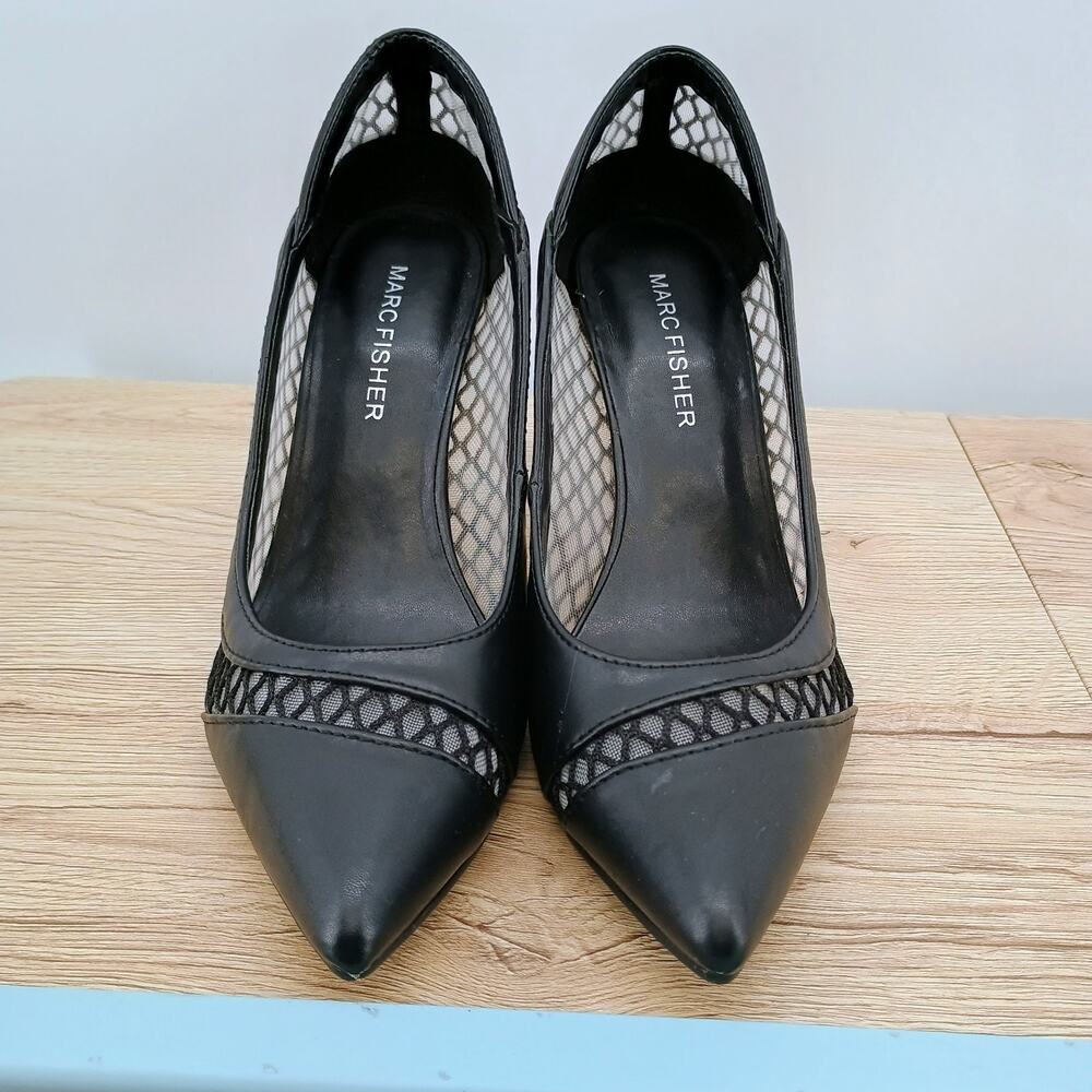 Marc Fisher Dalta Heels Pumps Black Mesh Pointed Toe Stiletto Women’s Size 6.5M - Picture 3 of 12
